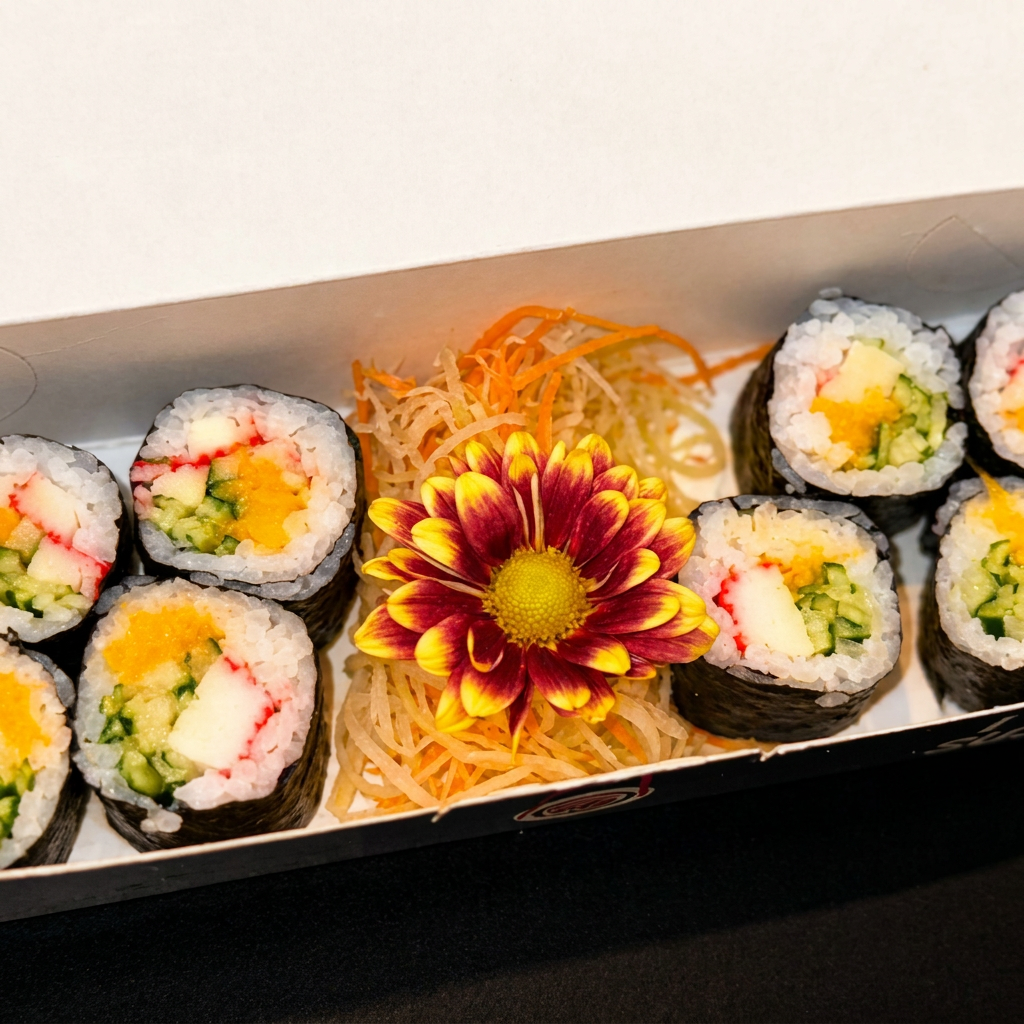 Hossomaki California: kani, pepino crocante e manga doce, enrolados em nori e arroz. Um clássico refrescante, suave e levemente adocicado. Observação: Nossos pratos são preparados conforme a receita Original da casa. Não realizamos alterações, substituições ou remoções de itens nos pratos ou combos escolhidos. Agradecemos a compreensão.