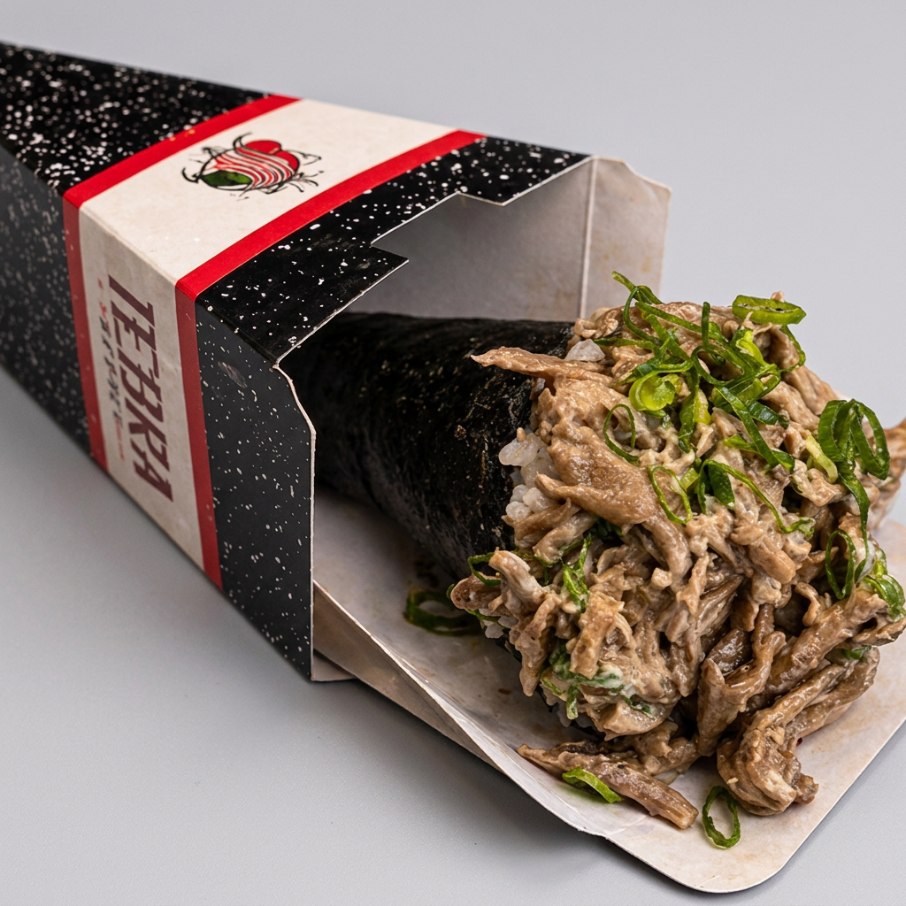 Cone de nori crocante recheado com arroz temperado, cream cheese, cebolinha e shimeji salteado na manteiga com shoyu. Umami puro, textura macia e sabor reconfortante. Observação: Nossos pratos são preparados conforme a receita Original da casa. Não realizamos alterações, substituições ou remoções de itens nos pratos ou combos escolhidos. Agradecemos a compreensão.
