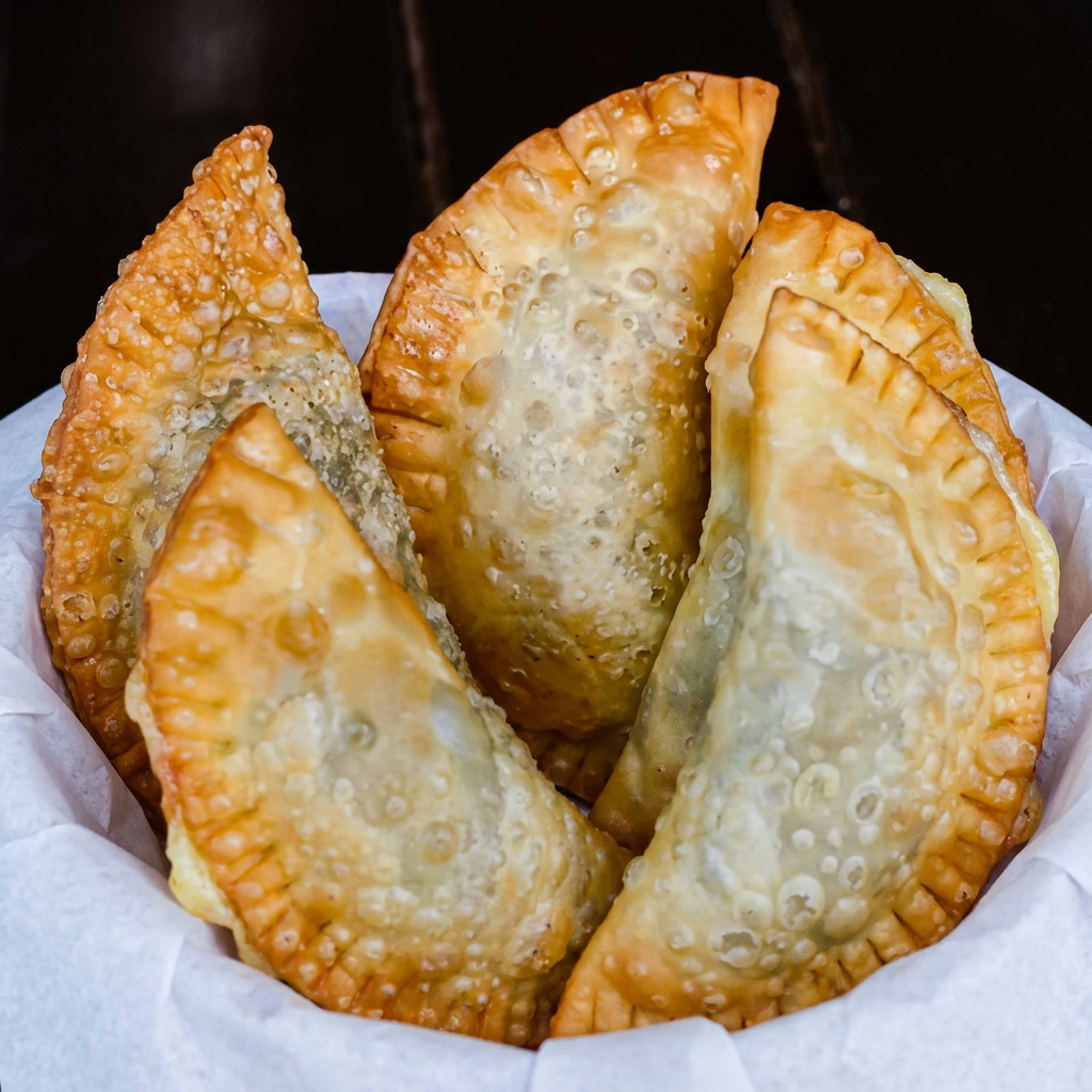 4 Pasteis recheados com queijo.