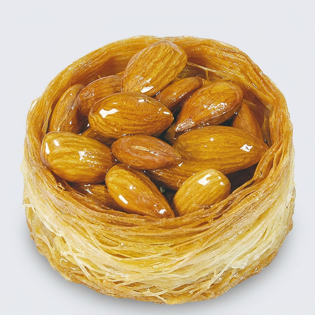 Farinha, ovo, leite, água, açúcar, margarina e amêndoas.