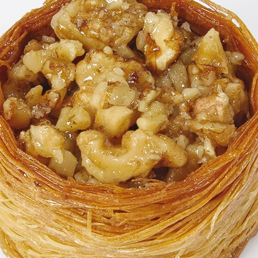 Farinha, ovo, leite, água,açúcar, margarina e nozes.