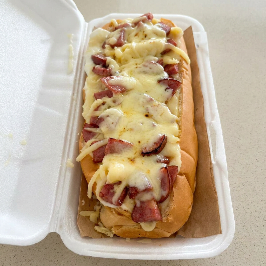 contém: 2 salsicha, ketchup, Barbecue, requeijão, molho calabresa, maionese verde e mostarda