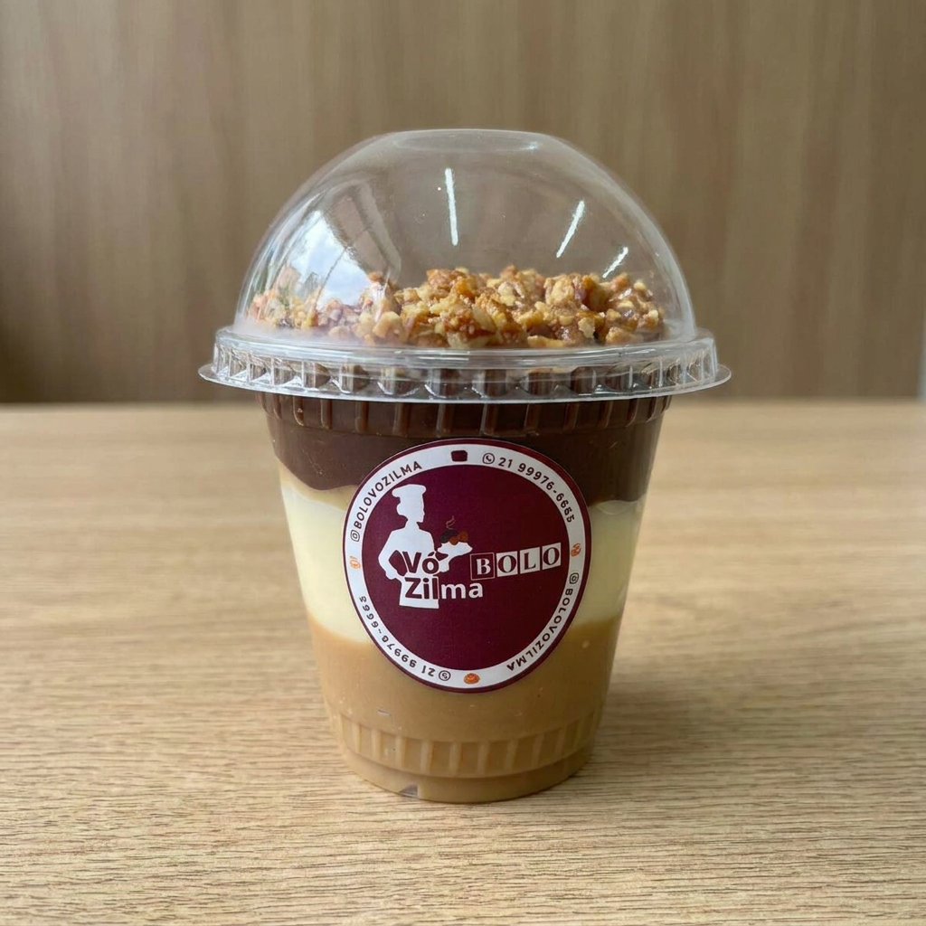 camada de Doce de leite, brigadeiro branco e brigadeiro tradicional com amendoim crocante em cima