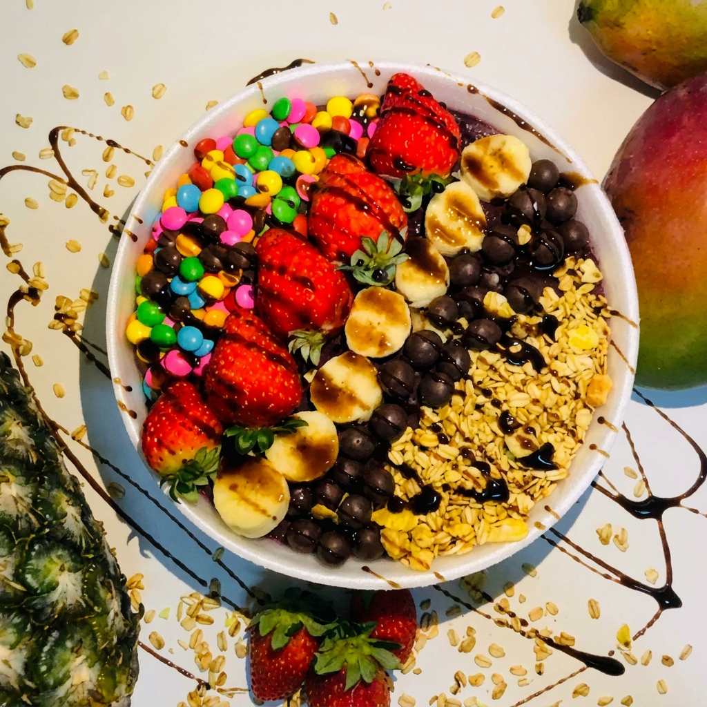 Açaí gelado, cremoso e bem servido na marmita. Ideal pra compartilhar ou matar a fome de vez.