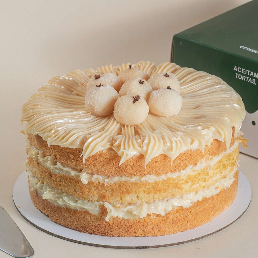 Esta torta de coco, generosamente recheada com o mais fresco e saboroso coco, é finalizada com docinho de beijinho