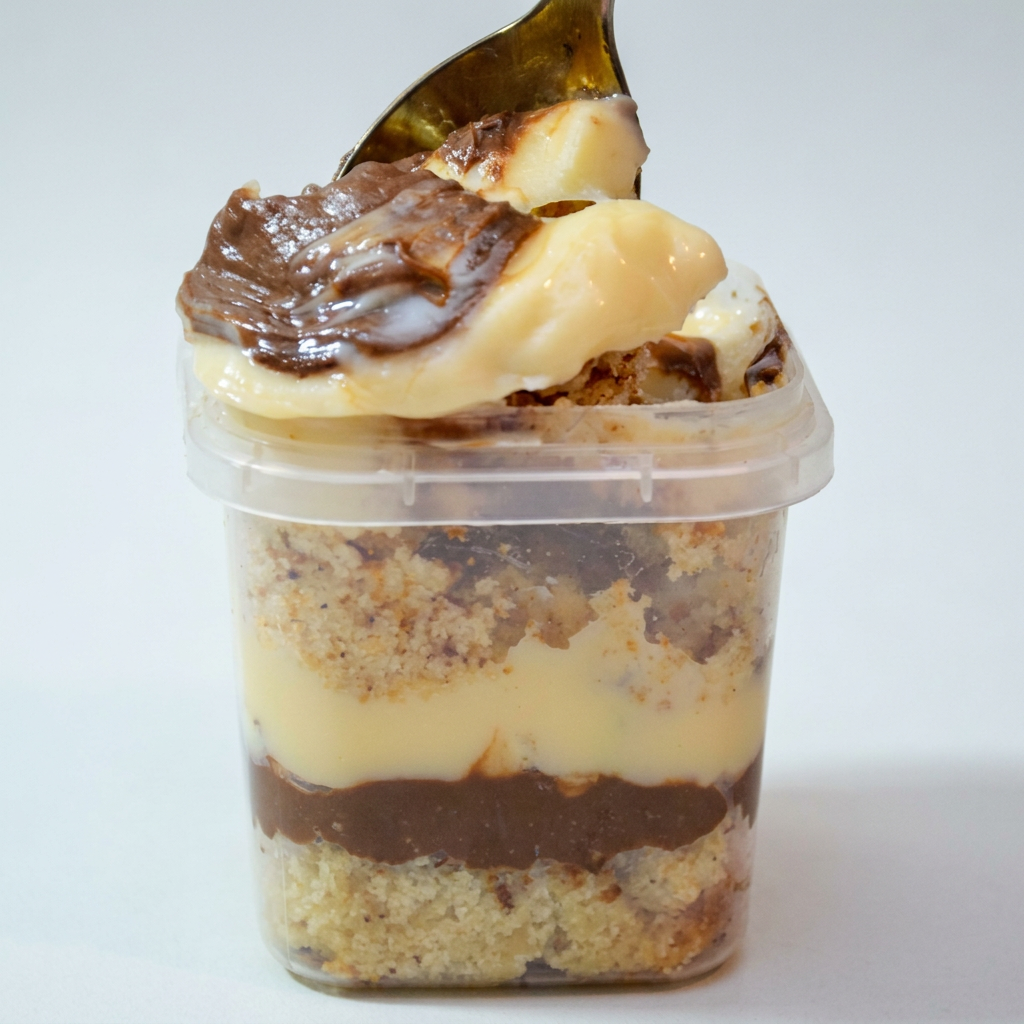 Massa molhadinha com delicioso recheio cremoso de Ninho e camadas de Nutella. pote de 220ml