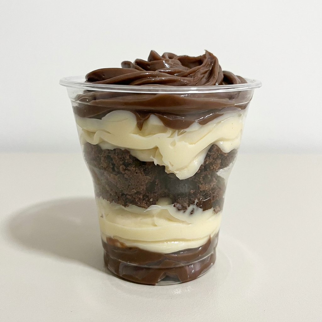 Recheio cremoso de ninho , creme de chocolate meio amargo e pedaços de brownie . 150ml