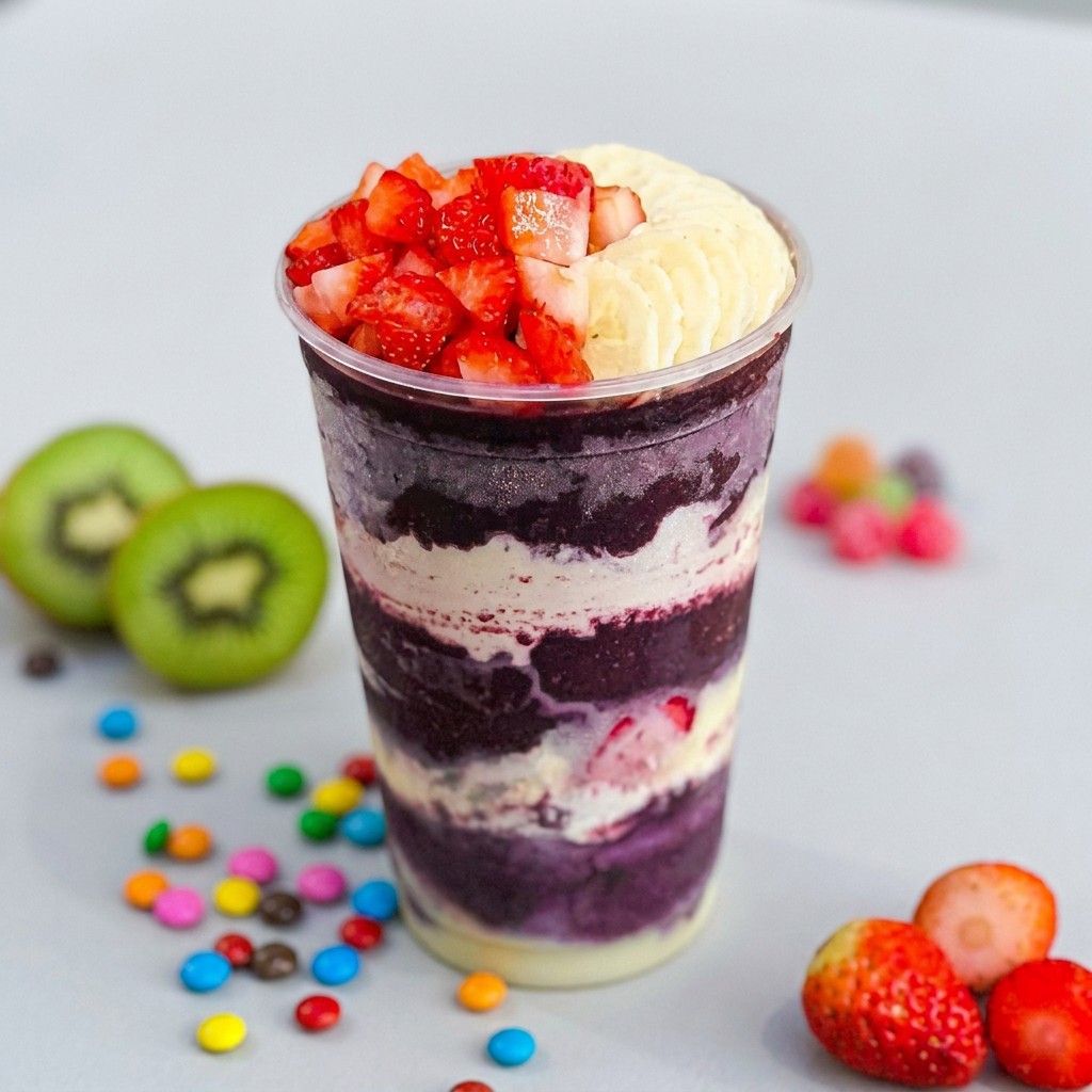 Delicioso açaí cremoso e geladinho, preparado com ingredientes selecionados para garantir muito sabor e energia. Perfeito para qualquer momento do Dia! Personalize com seus acompanhamentos favoritos e aproveite uma combinação irresistível. Tamanho: 200ml Ideal para: um lanche rápido, refrescante e saboroso. Imagem ilustrativa. Os acompanhamentos podem variar conforme a escolha do cliente.