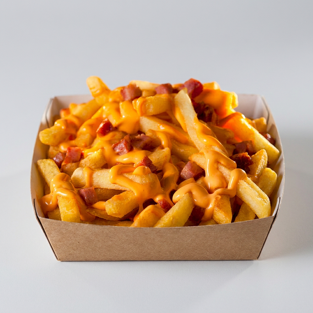 Essa é uma porção clássica que serve até 2 pessoas, com um toque de fofura e romance! As fritas crocantes por fora e macias por dentro são cobertas de cheddar cremoso, e não podia faltar o bacon pra equilibrar essa combinação.