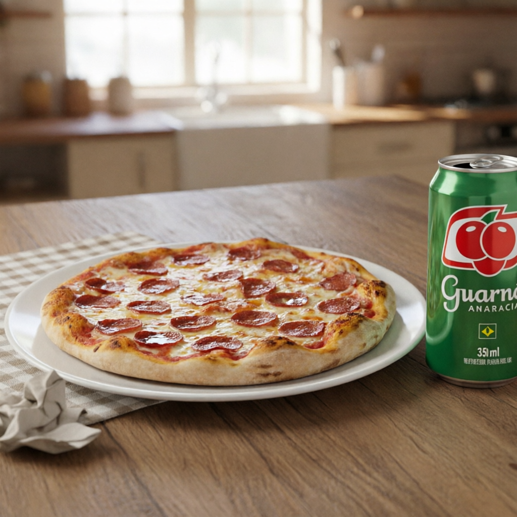 Deliciosa pizza broto toscana + guaraná de 350ml