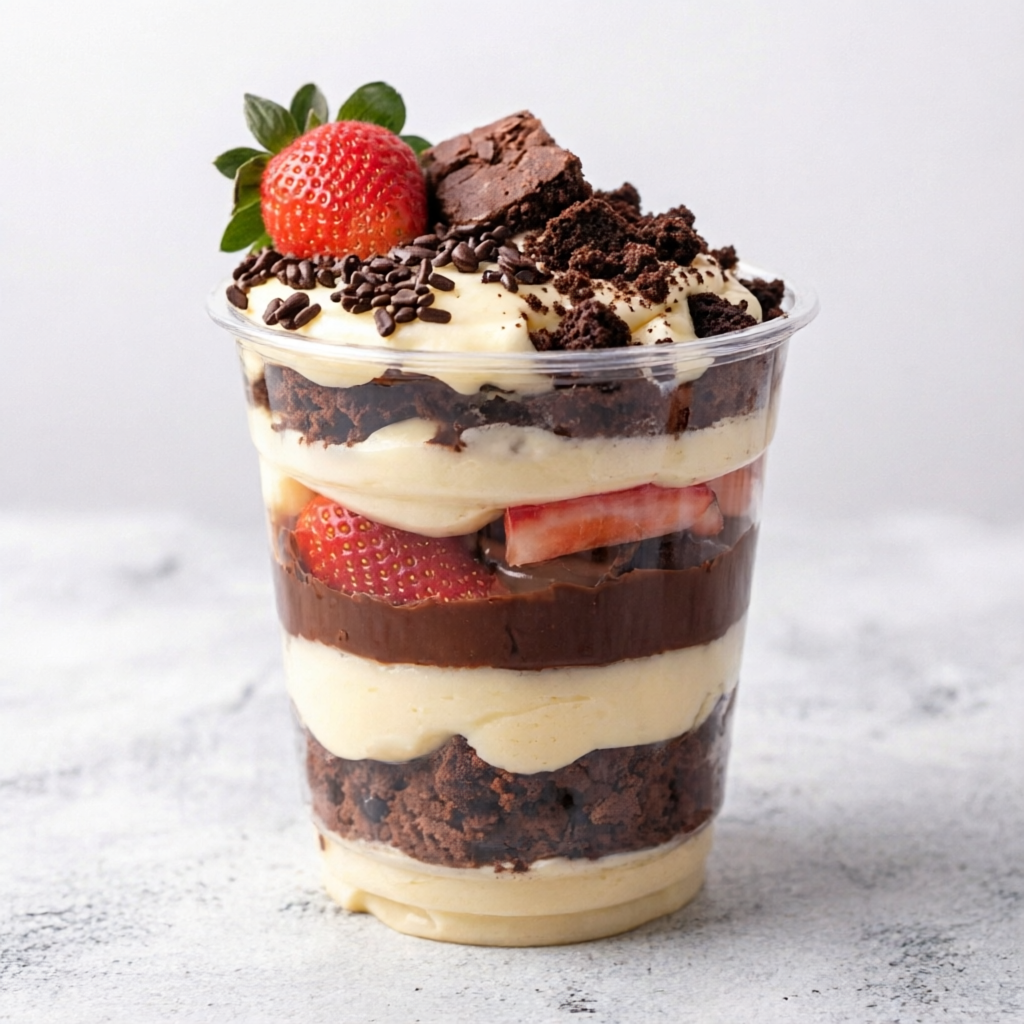 Camadas generosas e super cremosas que se encontram em cada colherada. Doce equilibrado e feito para matar a vontade com muito sabor. Produção limitada. Serve 1 pessoa.