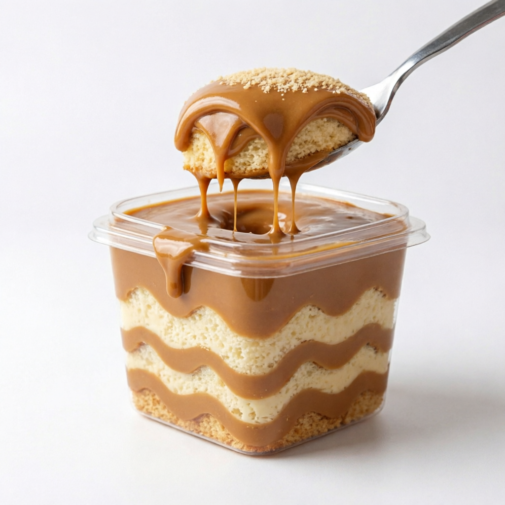Delicioso bolo no pote super molhadinho, com camadas generosas de creme de doce de leite cremoso e irresistível. Sabor suave, doce na medida certa e textura que derrete na boca a cada colherada. Perfeito para sobremesa ou para adoçar o seu dia! Serve 1 pessoa.
