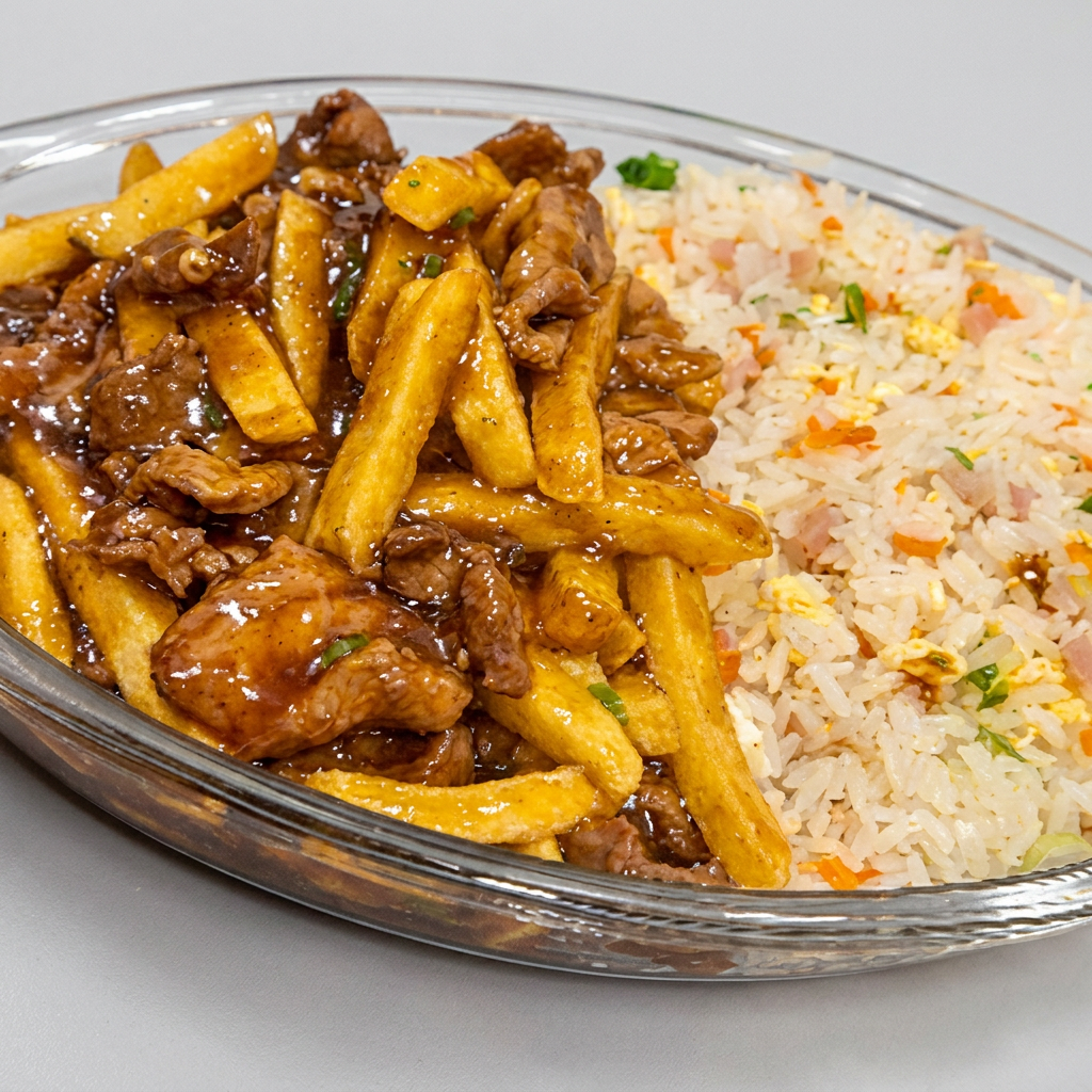 Delicie-se com a nossa opção 'Carne com batata Executivo', uma seleção especial da categoria 'Mix Executivo Carne'. Este prato é composto por uma porção generosa de suculenta carne cozida à perfeição, misturada com batata frita, cenbolinhas. Acompanha ainda uma meia porção de arroz Yakimeshi, preparado com maestria para realçar ainda mais o sabor. Tudo isso muito bem acondicionado na mesma embalagem, garantindo praticidade sem perder a sofisticação. Uma combinação irresistível que promete satisfazer o paladar mais exigente!