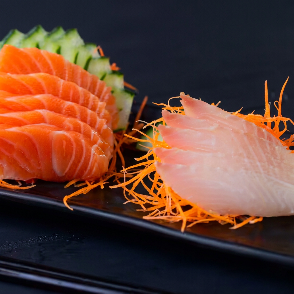 5 sashimi de salmão 5 sashimi de tilapia
