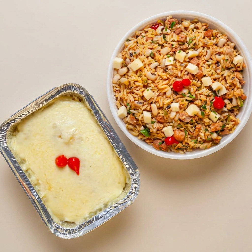Acompanha Baião e um delicioso escondido hoje de carne seca feito com o nosso purê de batata secreto e carne seca desfiada coberto com muzarela com uma explosão de saberes