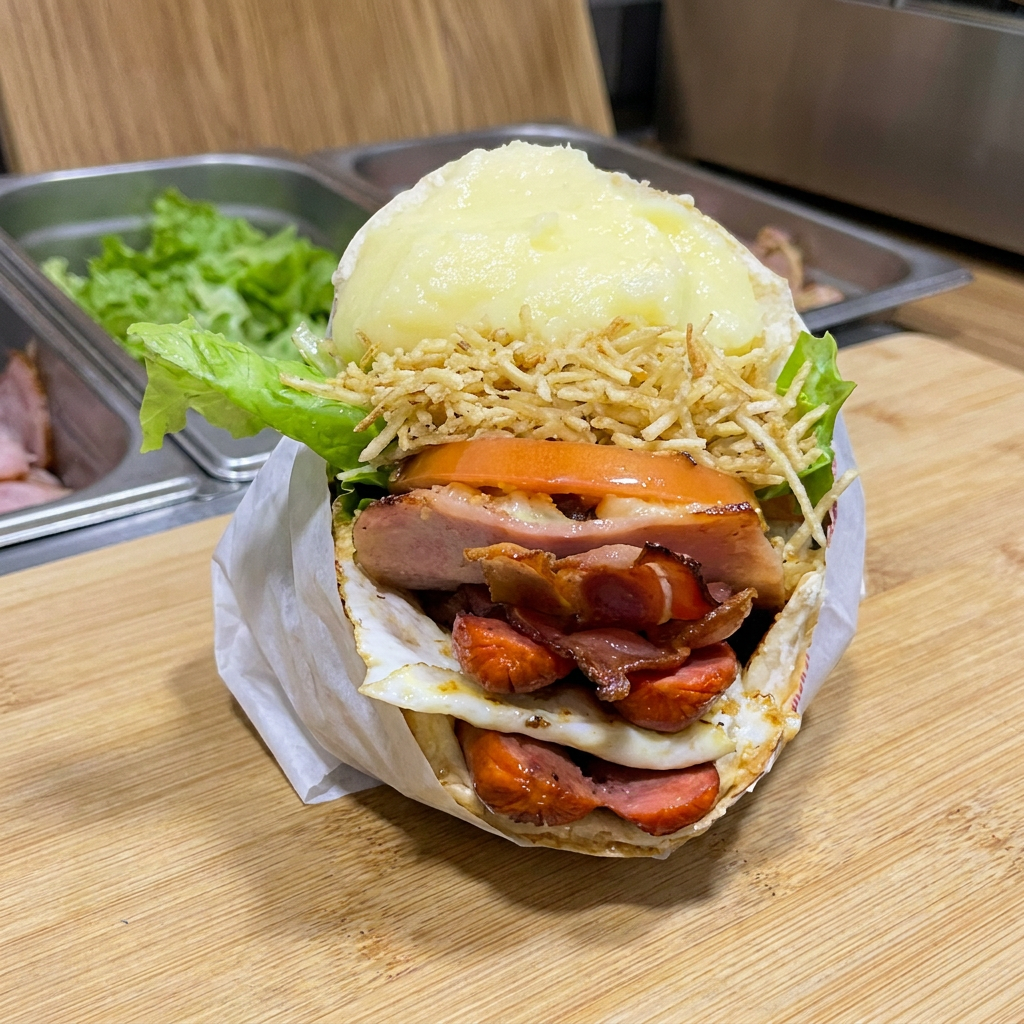 Pão,carne,presunto,queijo,2salsichas,bacon,ovo,alface e tomate,Marque e selecione os adicionais logo abaixo