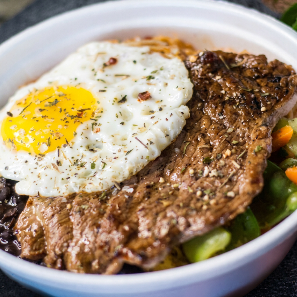 Clássico bife grelhado acompanhado de ovo frito, formando uma combinação tradicional, saborosa e muito bem servida. Escolha o tamanho da marmita e selecione até 3 guarnições para montar seu prato do jeitinho que você gosta.
---- Tags ----
entrega rápida, comida caseira, promoção, cupom, melhor preço,
marmita, marmitex, prato feito, Pf, almoço barato, almoço caseiro, comida caseira, comida quentinha, arroz com feijão, bife acebolado, frango grelhado, feijoada, parmegiana, estrogonofe, carne assada, frango empanado, lasanha, macarrão, quentinha, comida brasileira, comida boa, comida simples, almoço rápido, marmita fitness, almoço do Dia, combo almoço, marmita delivery, restaurante perto de mim, restaurante barato, comida gostosa, almoço executivo, comida no capricho, porção, porções, batata frita, frango frito, carne de sol, macarronada, farofa, feijão tropeiro, comida com gosto de casa, entrega rápida, comida saborosa, comida feita na hora