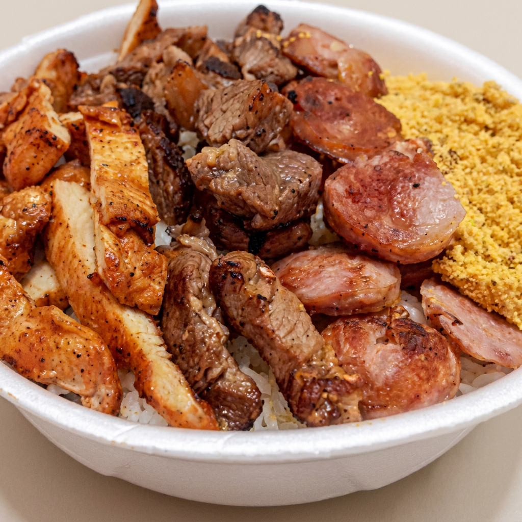 Arroz, feijão e salada de vinagrete ou repolho