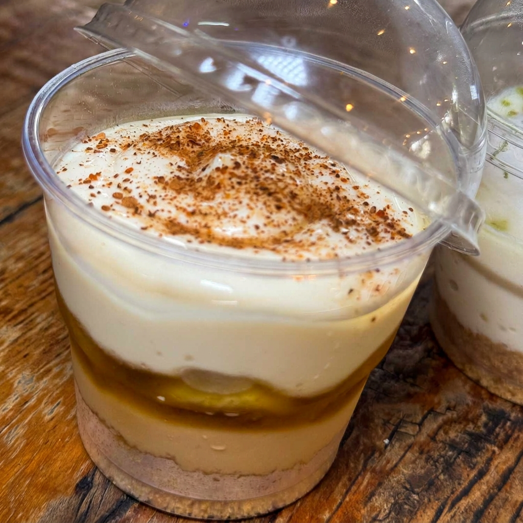 Um delicioso banoffee composto por farofas de biscoito, doce de leite, banana caramelizada e finalizado creme de baunilha (aprox. 150ml), perfeito para adoçar seu dia.