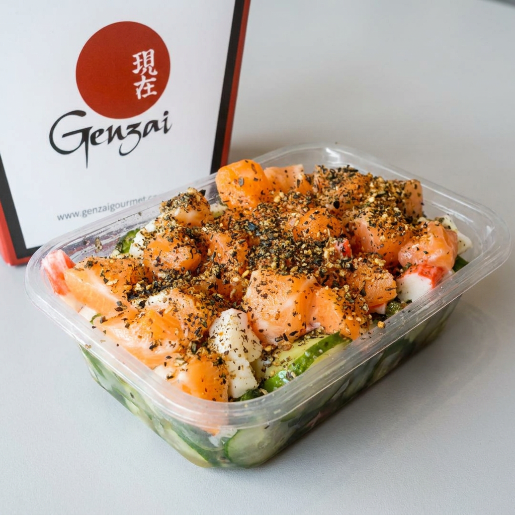 Saladinha Oriental de Pepino Japonês Agridoce, Kani e Gergelim.
