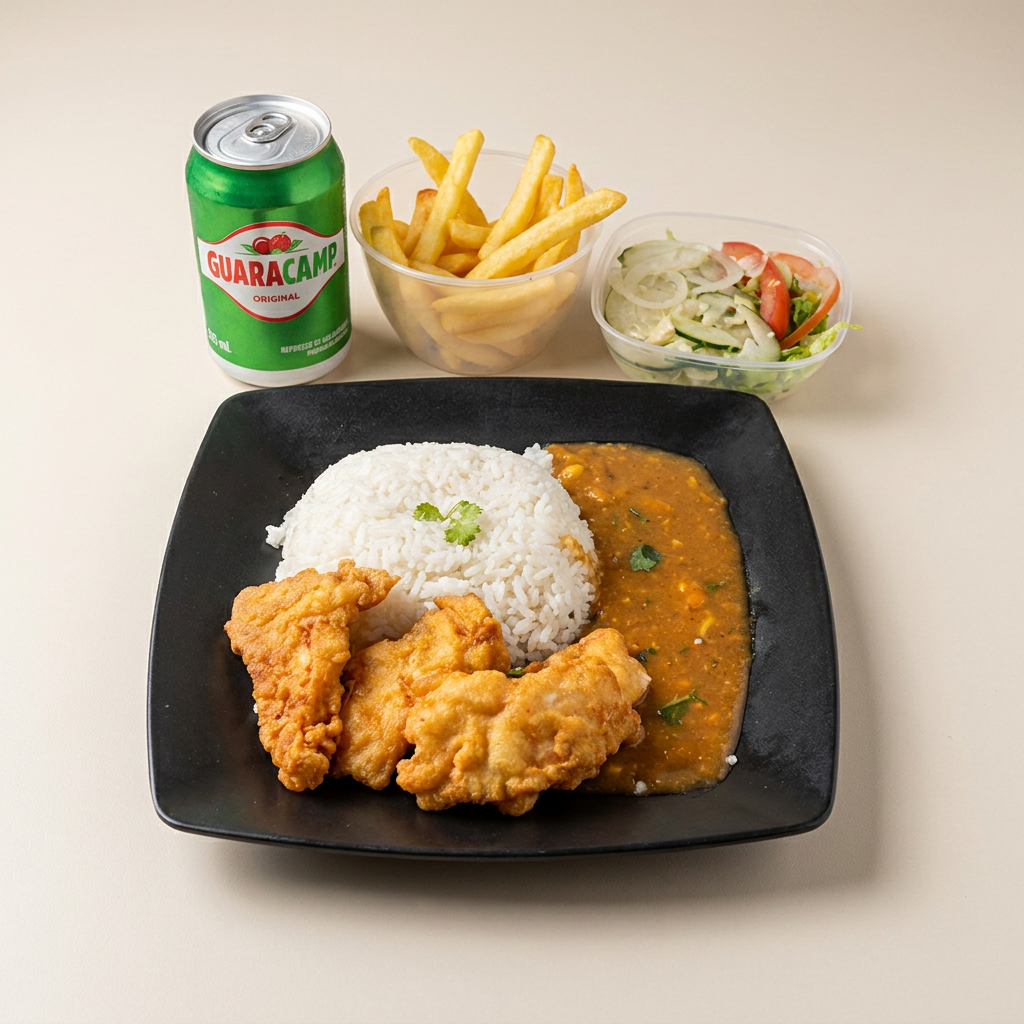 ️ Refeição Individual De Gurjão + Combo Uma combinação completa e deliciosa para matar a fome! Refeição de Gurjão Acompanha arroz, pirão e salada Batata frita Guaracamp Tudo isso em um combo irresistível! ️