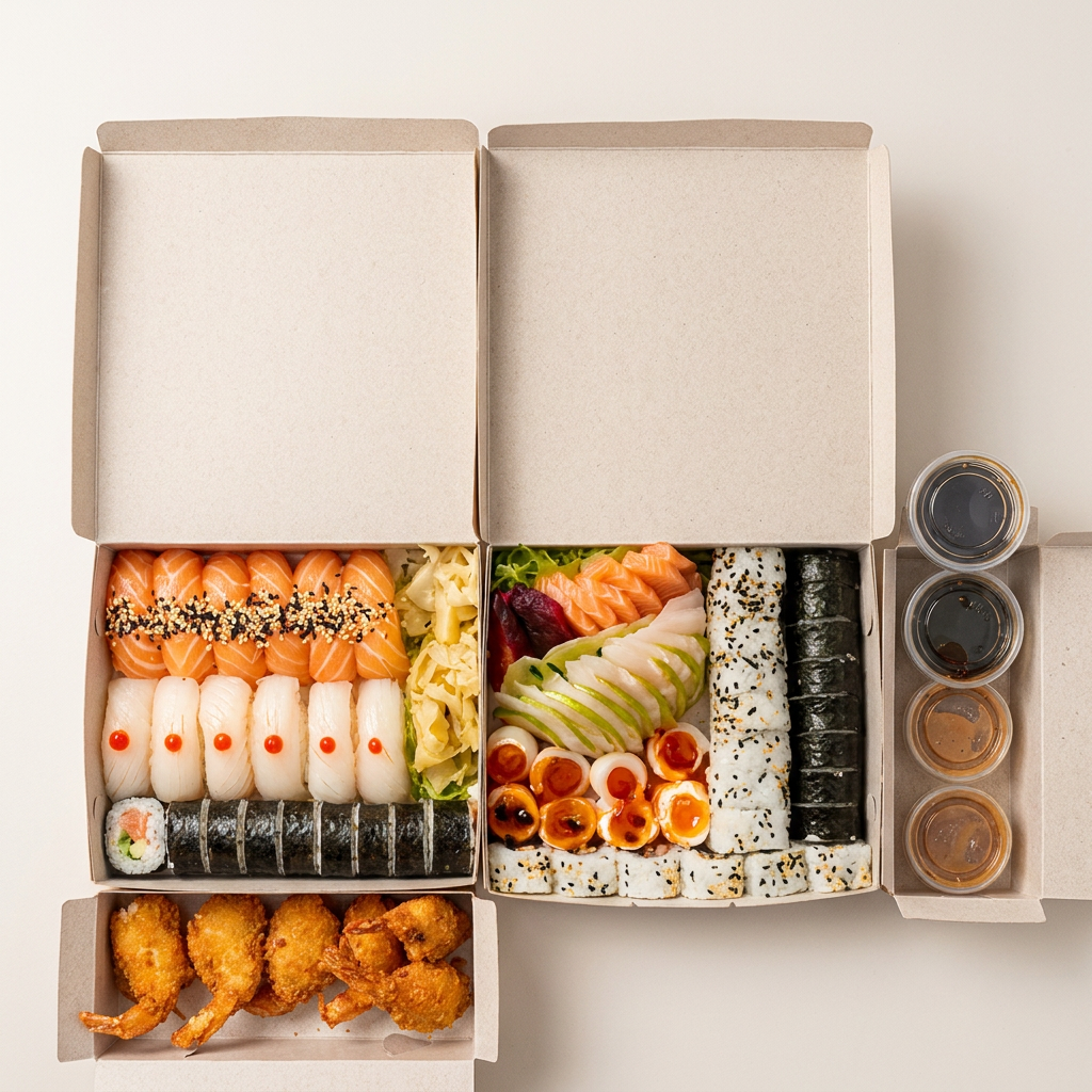 Perfeito pra juntar a galera.Variedade, sabor e tradição em cada mordida — da comida japonesa num só combo.14 Uramaki12 Hot Philadelphia12 Niguiris10 Sashimis de salmão10 Sashimis de tilápia8 Gunkan8 Hossomaki6 Camarões empanados *combo acompanha 4 molhos shoyu, e 4 molhos taré