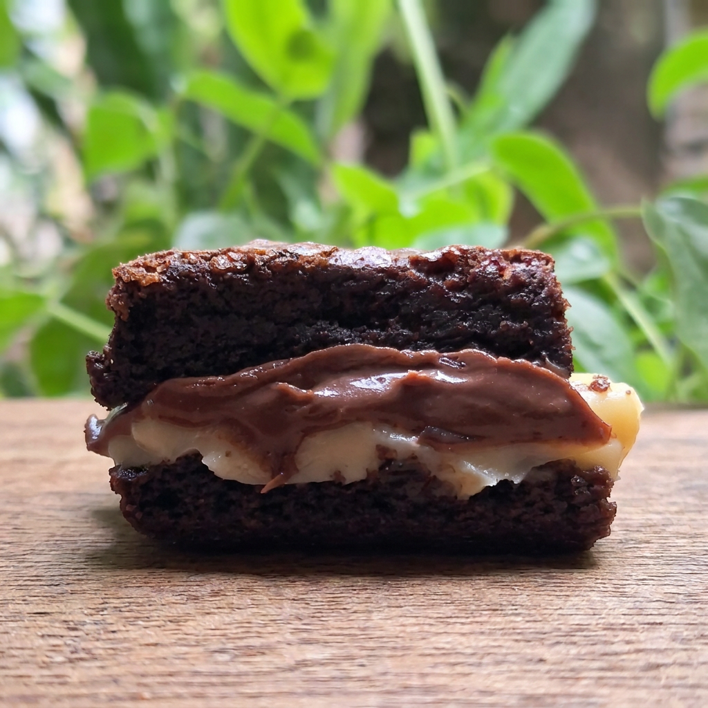 Feito com chocolate nobre, nosso brownie é aquela tentação que ninguém resiste: recheado de Ninho com Nutella, casquinha crocante por fora, interior macio, úmido e com um sabor intenso de chocolate que conquista na primeira mordida. Tamanho 5x5