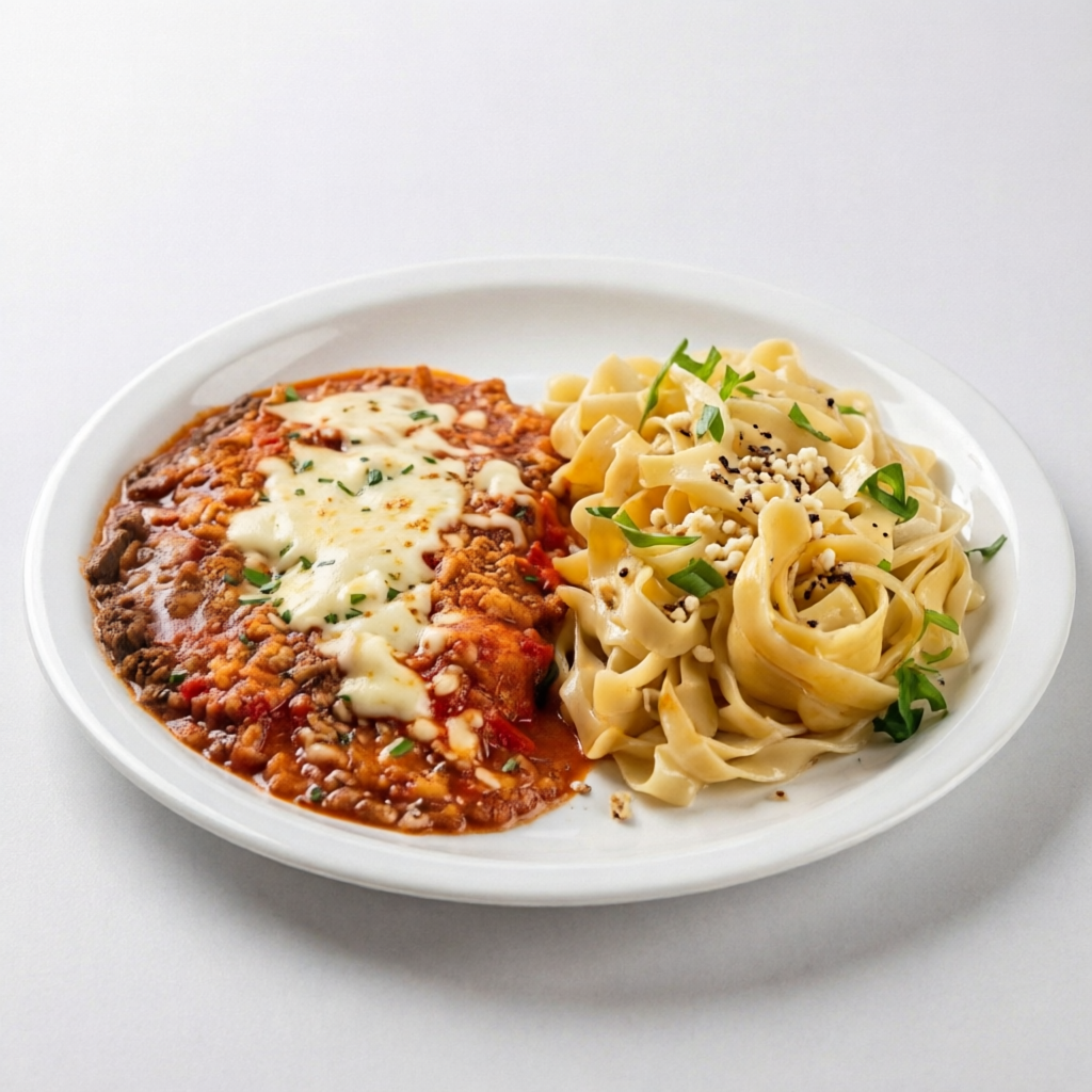 Apresentamos a nossa deliciosa e suculenta 'Parmegiana de Carne c/ Spaghetti Alho e Óleo', uma das estrelas da nossa categoria 'Executivos Especiais'. Este prato apresenta um filé de frango irresistivelmente crocante, meticulosamente coberto com um molho de tomate natural, feito na hora, que é então gratinado com a mais nobre e saborosa mussarela de primeira linha. Este deleite é acompanhado de talharim alho e óleo, preparado à perfeição para realçar ainda mais os sabores. Uma refeição divinamente saborosa e aconchegante que irá encantar o seu paladar.