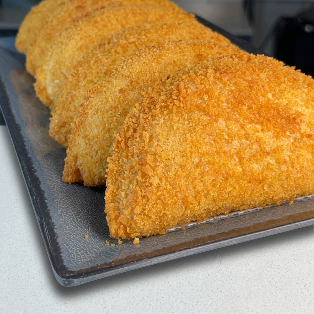 Pastel frito de carne bem recheado