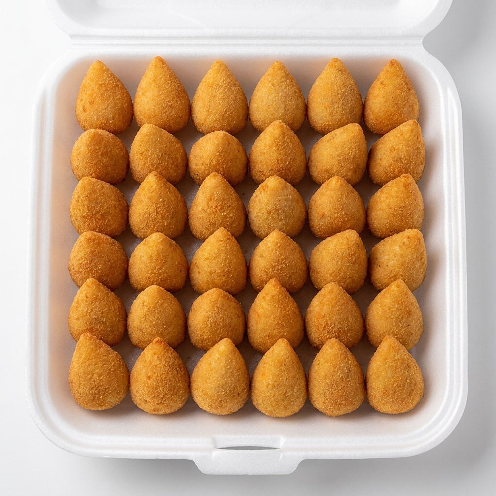Composto por coxinha bolinha de carne e churros uma perfeição de sabor