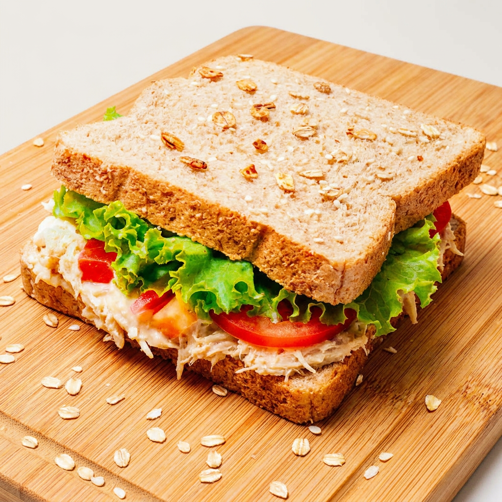 Sanduíche fit! Recheado com 100% peito de frango assado e desfiado, sem óleo, temperado com ervas finas, cenoura ralada, e requeijão cremoso light (Canto de Minas), formando um patê delicioso, além de folhas de alface. Você pode escolher entre pão integral ou pão branco. Aviso : Caso queira retirar algum ingrediente do pedido, é só informar na observação.
