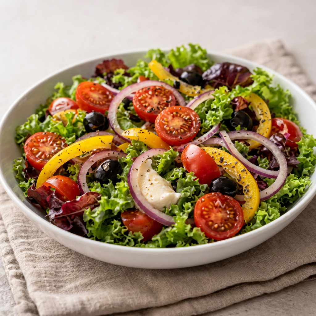 Descubra o frescor em sua forma mais pura. Nossas saladas são preparadas diariamente com ingredientes selecionados, trazendo o equilíbrio perfeito entre sabor, cor e leveza para a sua refeição. A Salada da Casa foi elaborada com tomates, alface, cebola, azeitonas preta sem caroço, muçarela de búfala e o nosso molho caseiro. Aproximadamente 450gr Serve 1 porção generosa.