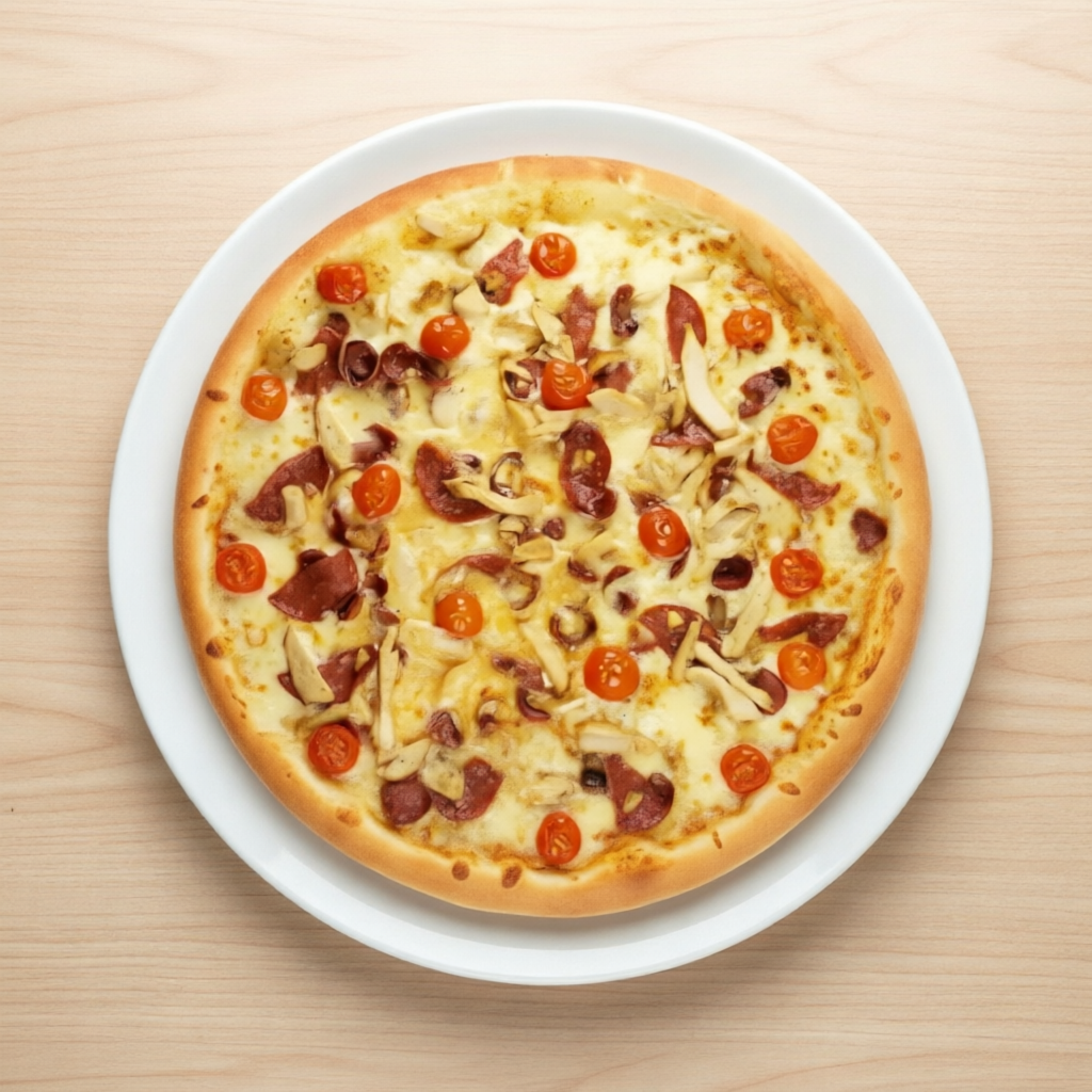 Atum, tomate e planta.