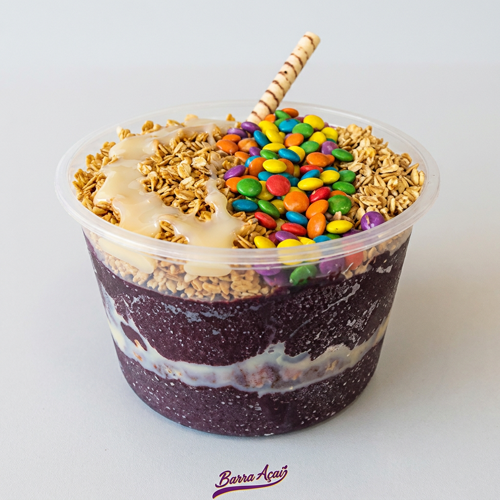 Nosso Delicioso Açaí de Produção Propriá, Cremoso acompanhado de Granola e Leite Condensado Grátis
