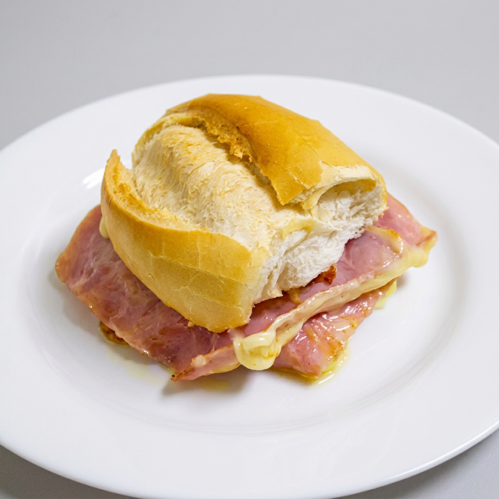 Pão, margarina, presunto e queijo