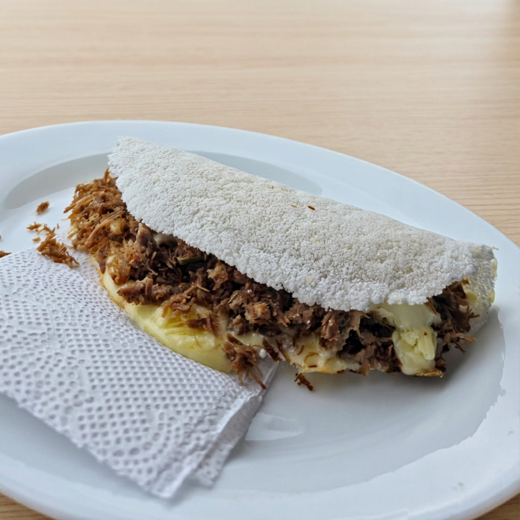 Tapioca com carne seca e queijo