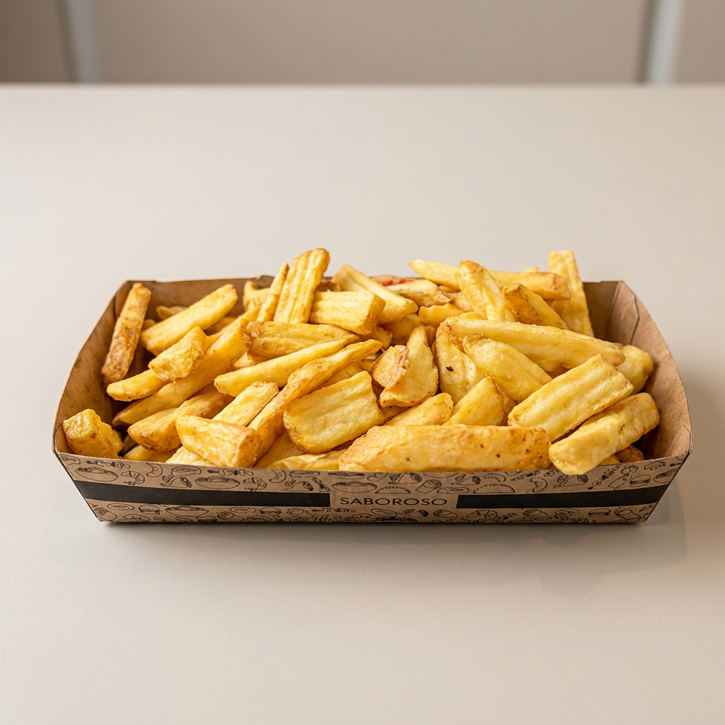 Batatas fritas douradas e crocantes, perfeitas para petiscar ou acompanhar seu pedido.