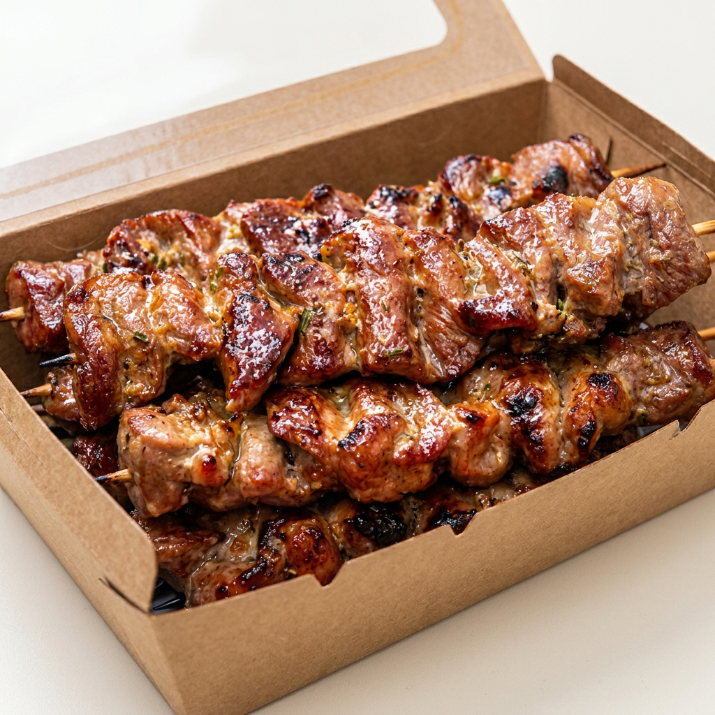 O Espeto de Picanha Suína é uma verdadeira tentação! Suculenta e com aquela crosta dourada irresistível, é grelhada até ficar macia e cheia de sabor.