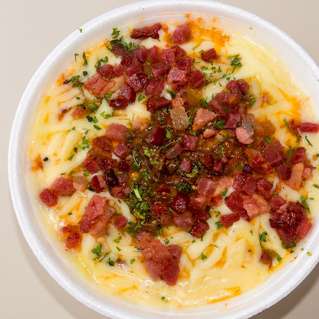 Batata no Pote – Carne Irresistível 300g
Uma verdadeira explosão de sabor! Batatas macias e bem temperadas, fundo com requeijão acompanhadas de carne desfiada super cremosa , finalizadas com mussarela derretida,calabresa,bacon e salsa.
Cremosa, recheada e irresistível do começo ao fim!