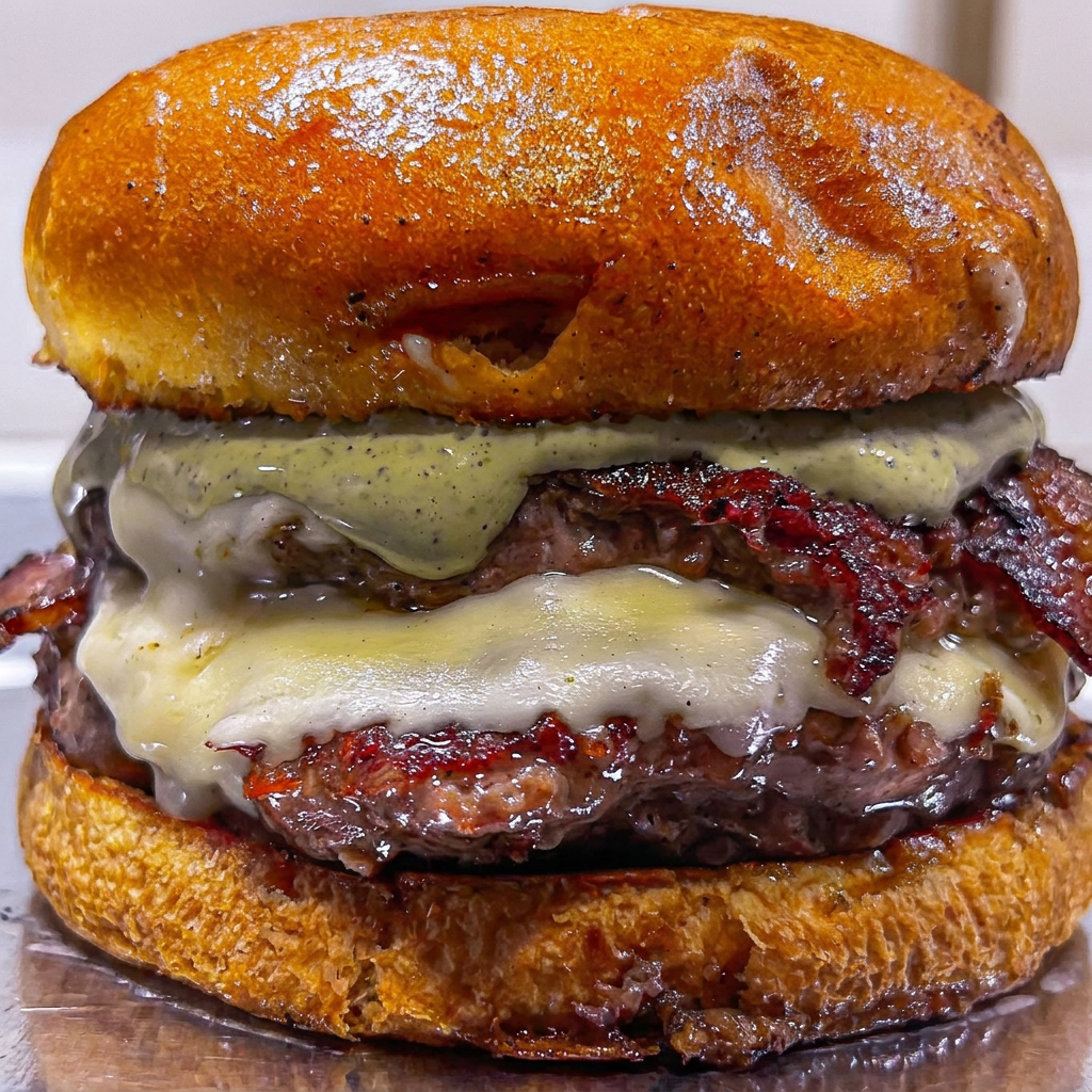 Hamburger preparado com pão brioche, 2 blends exclusivos de hambúrguer artesanal 150g cada, fatias de queijo mussarela e bacons fatiados com maionese da casa. Esse é para quem quer maar a fome.