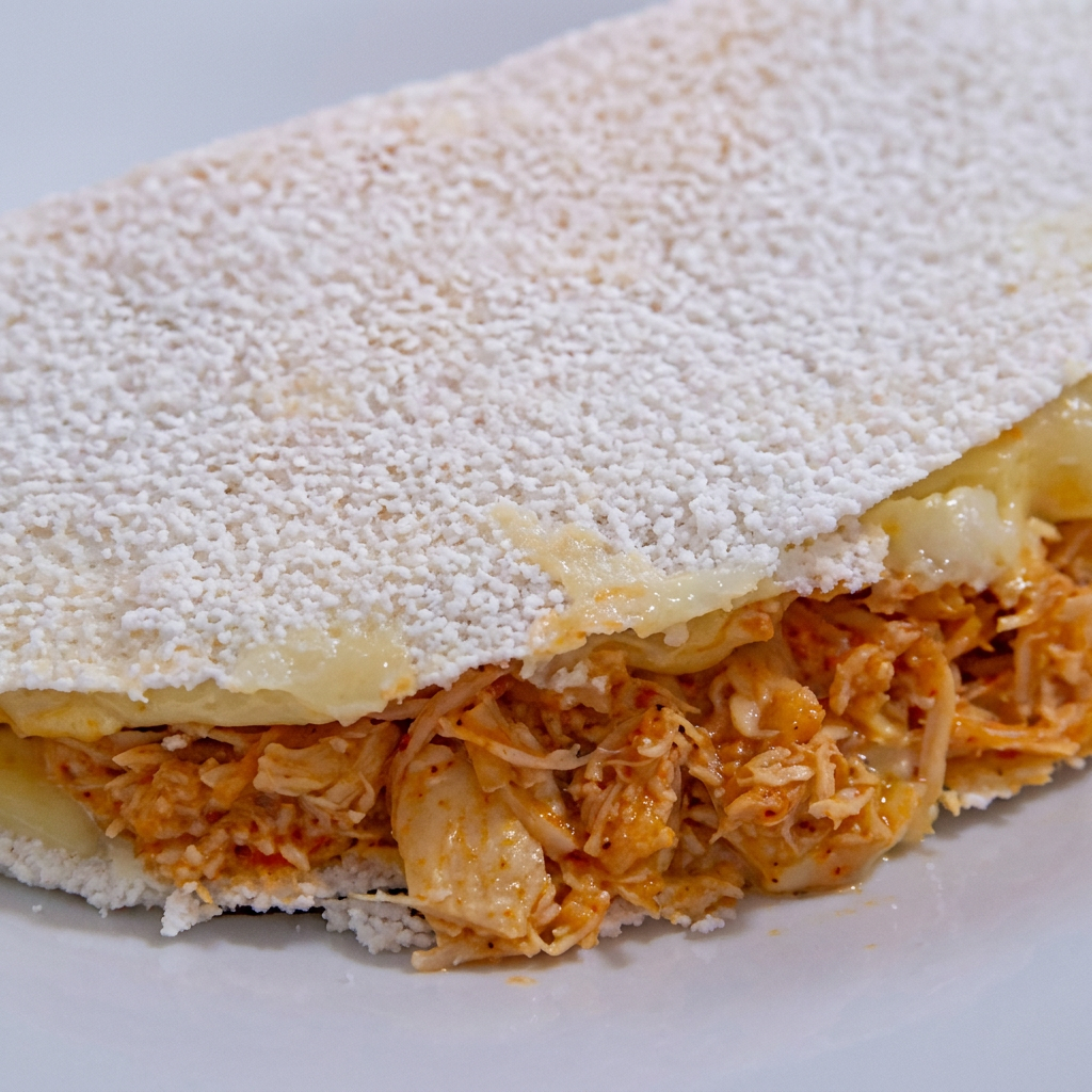 Tapioca com frango e requeijão