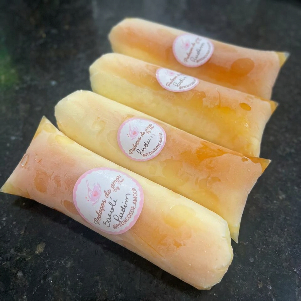 Nosso sacolé gourmet de pudim é puro carinho em forma de sobremesa! Cremoso, equilibrado e com sabor intenso de pudim tradicional, perfeito para quem ama doces sofisticados e refrescantes. 💛❄️