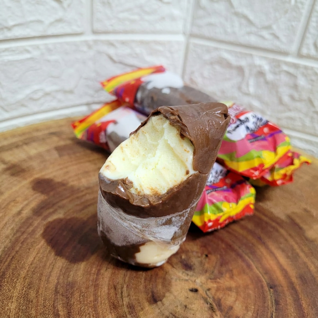 Um geladinho cremoso de ninho com casquinha de nutella por fora uma delicia comer só um Aproximadamente 150g