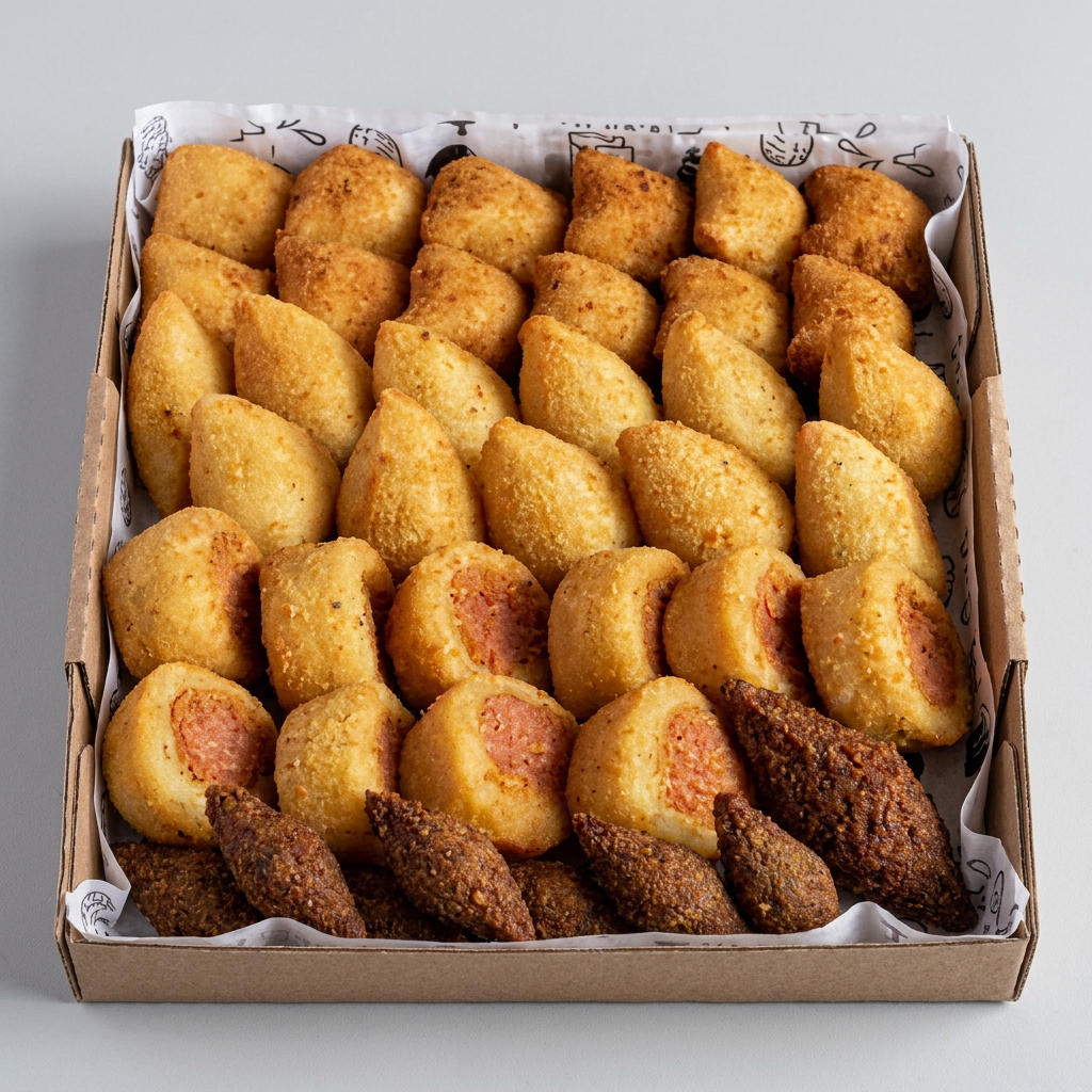 Meio centro de salgados variados (14g a 17g ) Super recheados sequinho, crocante e feito na hora.
#cento de salgado