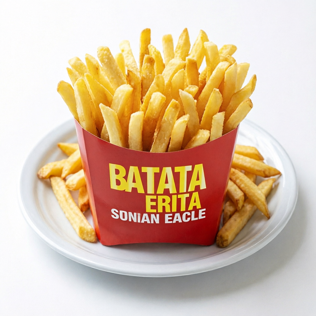 Guarnição de batata frita, 100 gramas de batata frita.
