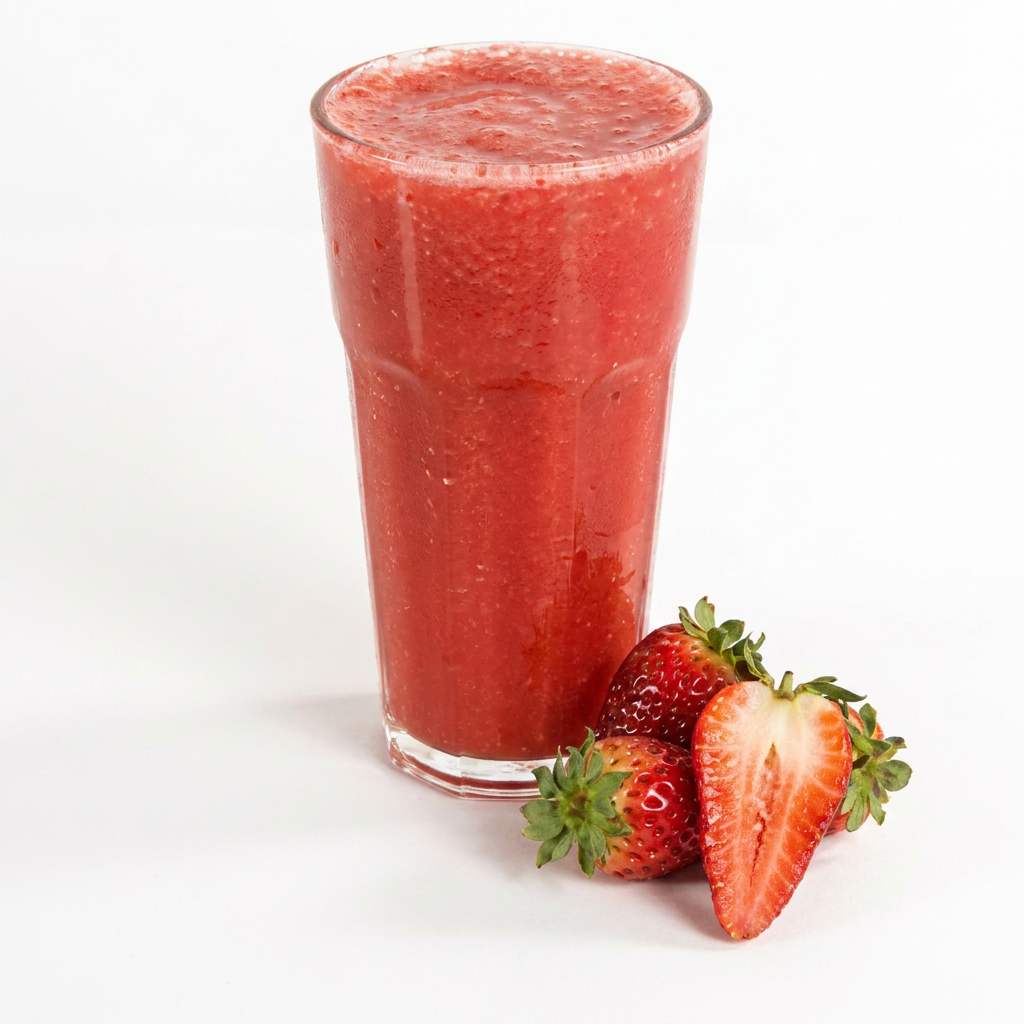 Meticulosamente preparado com morangos frescos e suculentos, combinados com a pureza da água e o gelo cristalino que trazem um toque refrescante. Adicionamos uma pitada de açúcar para realçar a doçura natural das frutas, resultando em uma bebida irresistivelmente deliciosa.