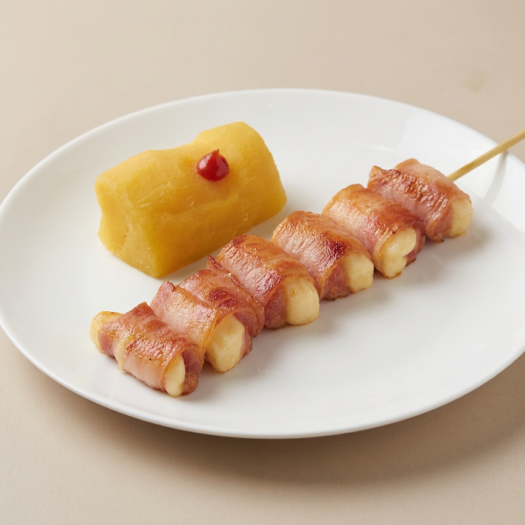 Espetinho de queijo com goiabada, a combinação clássica que harmoniza doce e salgado na brasa.