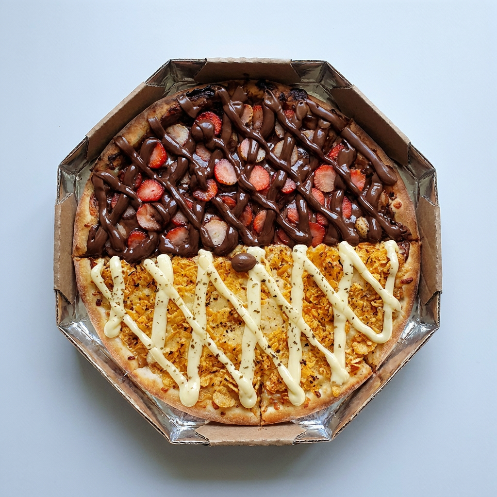 Escolha sua metade doce sua metade salgada. Pizza 8 Pedaços