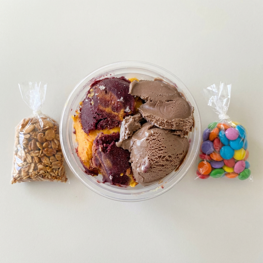 1opção de açai+1 creme+ 2adicionais(itens separados)