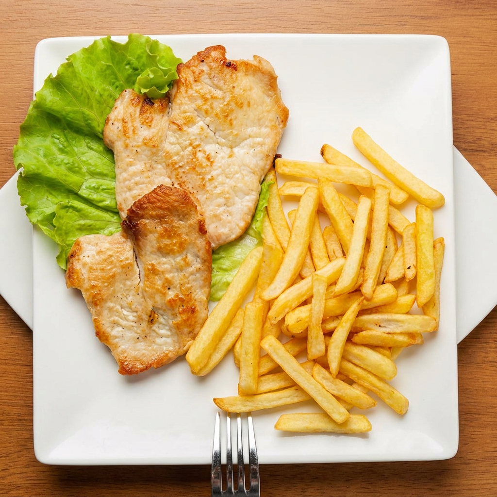 Frango grelado com arroz feijão e farofa
